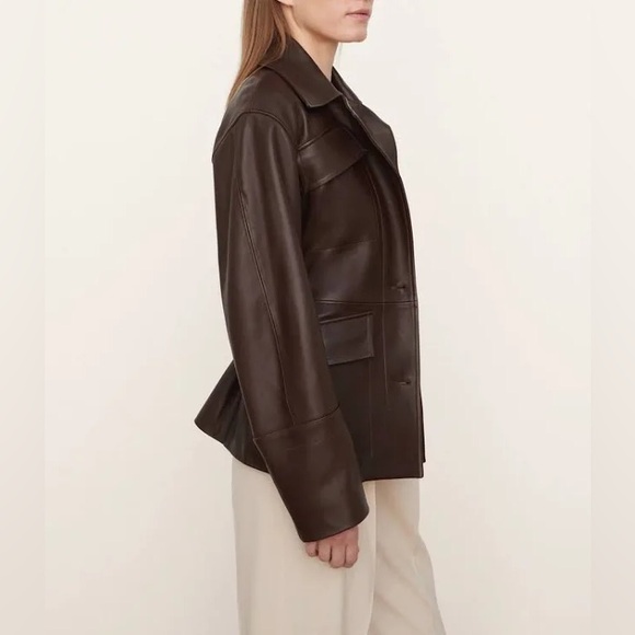 Vince 100% Lamb Leather Safari Jacket in Brown, Size M New w/Tag Retail $1495 - Picture 4 of 16